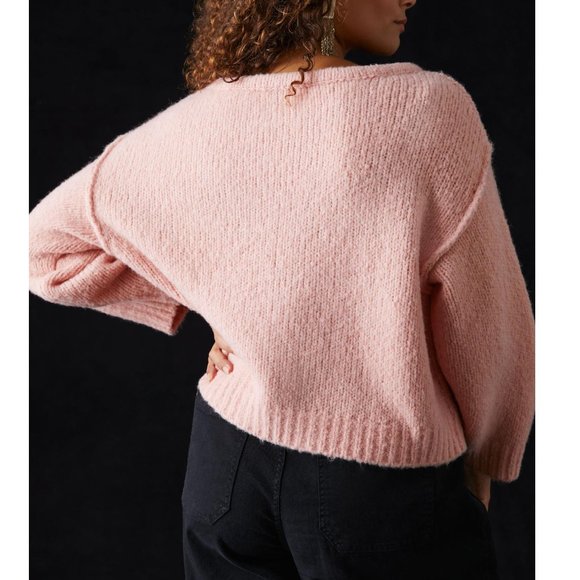 NWOT 💗 Anthropologie Maeve Boatneck Sweater Peach Pink - 1X (Plus) - Picture 3 of 8